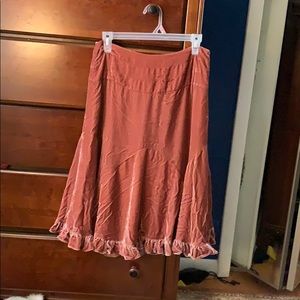 Anthropologie Odille Velvet Ruffle Skirt